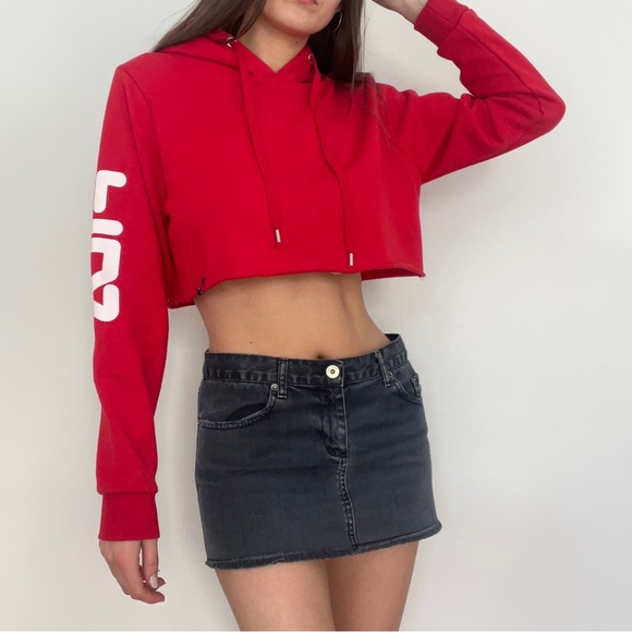 FILA heritage red cropped spell out hoodie, Size S ❤️ - Picture 5 of 5